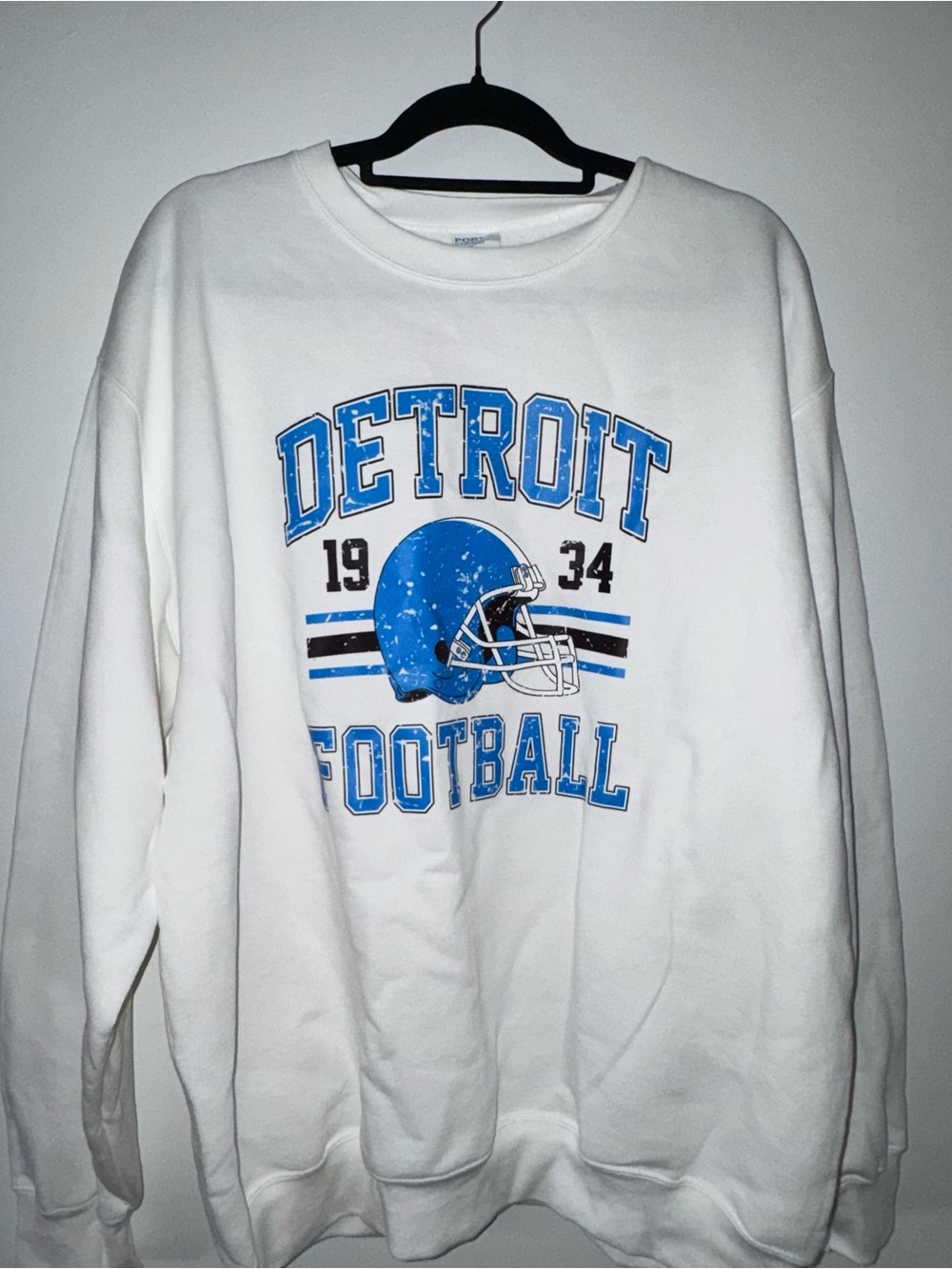Detroit Lions Football Graphic Crewneck Sweatshirt - White/Blue size XL